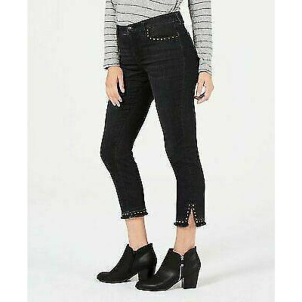 STYLE & CO $65 Dark Gray Studded Mid Rise Skinny Ankle Jeans XS 4 X-Small NWT